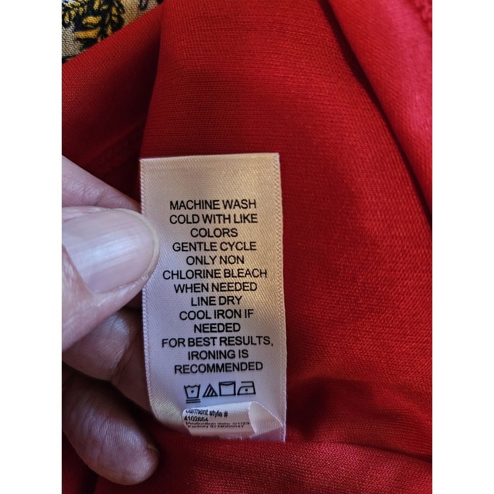 Maurices Red Floral Skater Lined Crisscross Back Gauzy Sleeveless Dress, Plus 2X - Picture 9 of 9